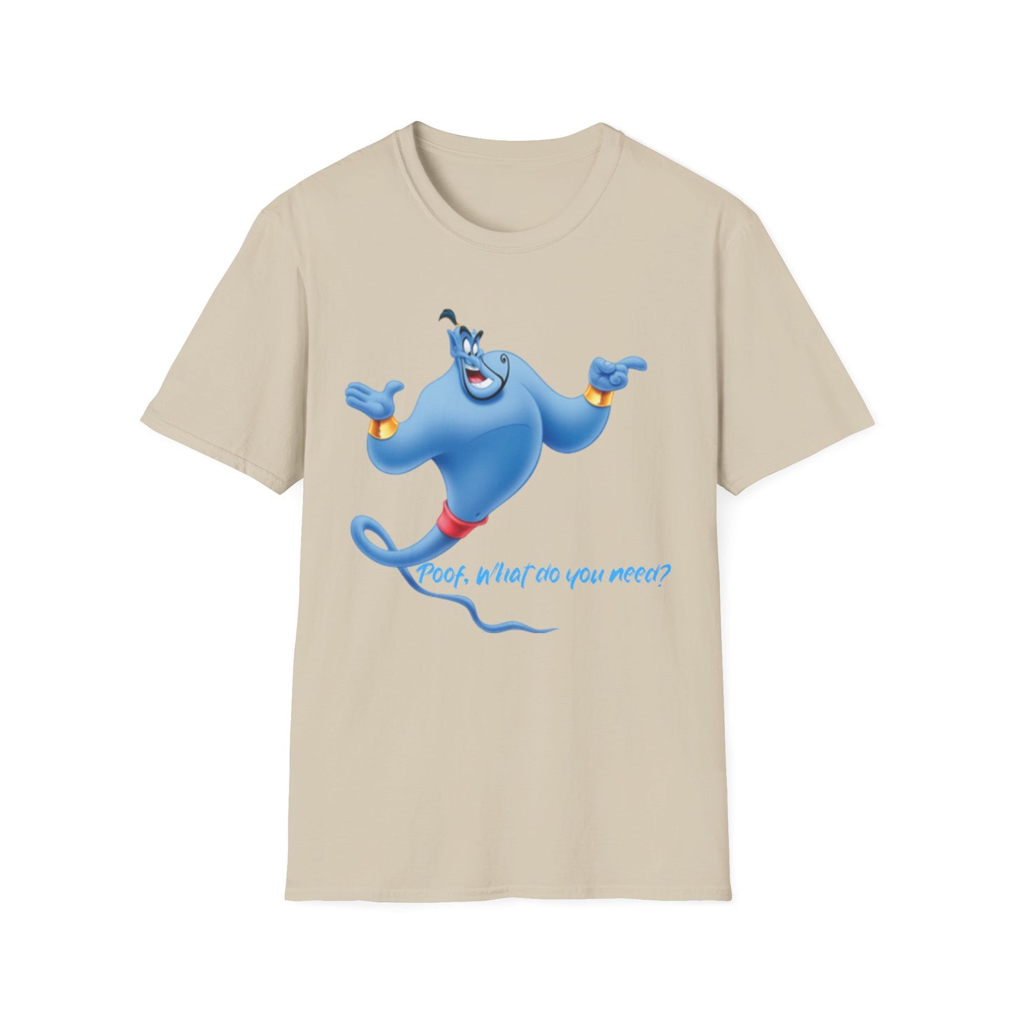 Funny Genie Unisex Softstyle T-Shirt - 'Poof, What Do You Need?' Graphic Tee Disney