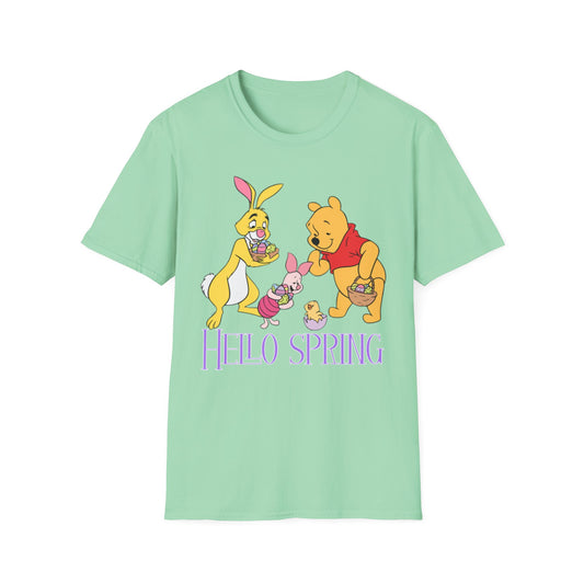 Hello Spring Unisex Softstyle T-Shirt with Winnie the Pooh & Friends