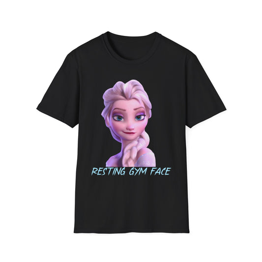 Unisex Softstyle T-Shirt - Resting Gym Face Graphic Tee - Frozen Disney