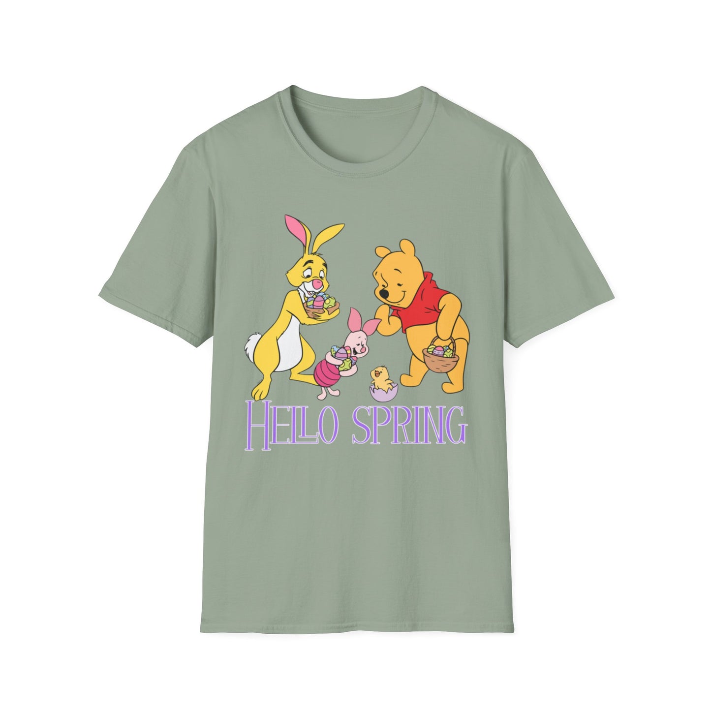Hello Spring Unisex Softstyle T-Shirt with Winnie the Pooh & Friends